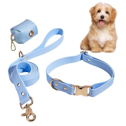 FASSME Hundeleine und Hundehalsband,Welpenhalsbänder - Hundehalsband-Set | Verstellbares Hundehalsband und passendes Leine-Set mit Kotbeutel für kleine und mittelgroße Hunde von FASSME