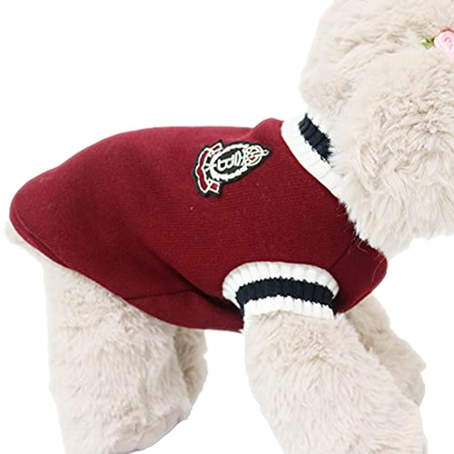 FASSME Hundepullover – bequemes, warmes Welpen-Sweatshirt für College-Stil – warme Hunde, nicht klebrige Haare, dicker V-Ausschnitt, College-Stil, Strickwaren, Pullover, Winter, Haustierkleidung für kleine, mittelgroße Hunde und Katzen von FASSME