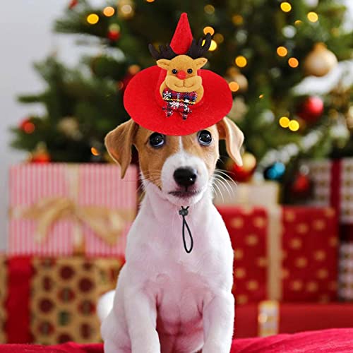FASSME Katzen-Weihnachtsmütze – Plüschige Haustier-Weihnachtsmütze im Weihnachtsstil | Weihnachtskostüm mit verstellbarem Gummiband Haustier-Kostüme Urlaubsparty Welpen kleine Hunde Katze Weihnachtsmannmütze von FASSME