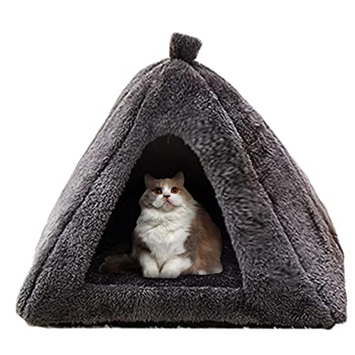 FASSME Katzennest – Katzenhäuser für Indoor-Katzen | Haustierbett selbstwärmend 2-in-1 Katzenzelt Höhle mit halbgeschlossener Höhe für Kätzchen und kleine Hunde Kaninchen von FASSME