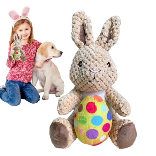 FASSME Quietschendes Hundespielzeug aus Plüsch, Osterhase, Kauspielzeug für Welpen, kleines Plüsch-Kauspielzeug, interaktiv, leicht, verschleißfestes Plüsch-Kauspielzeug von FASSME