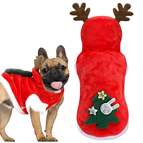 FASSME Weihnachts-Hunde-Kostü , Weihnachts-Rentier-Kleidung für Hunde – Urlaub, Hoodie, Outfit, Party, Cosplay, Kleid für kleine bis mittelgroße Hunde, Katzen von FASSME