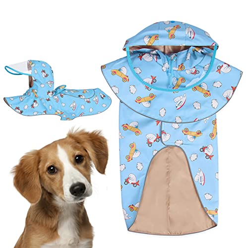 Hunde-Regenmantel, Haustier-Regenkleidung mit Poncho-Kapuze, Haustier-Poncho-Hoodies mit Streifen, reflektierend, leichte Regenjacke für Hunde, Welpen, Fassme von FASSME