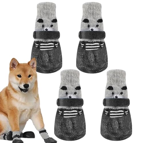 Rutschfeste Socken für Hunde, rutschfeste warme Hundesocken, verschleißfeste Hundeschuhe für drinnen und draußen, weiche Haustiersocken zum Schutz der Pfoten Fassme von FASSME