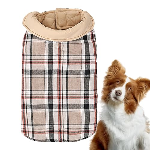 Warmer Hundemantel, wendbar, wasserdicht, winddicht, Hunde-Wintermantel, britischer Stil, kariert, für kaltes Wetter, mit Loch für Geschirr, Winterjacke, Hundekleidung und Schneeanzug Fassme von FASSME