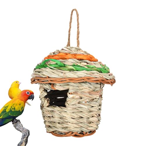 Zwei-Mund-Kolibri-Haus, Stroh Papageiennest Kolibri Kolibri Nest Haus Outdoor Garten Hängendes Vogelnest von FASSME