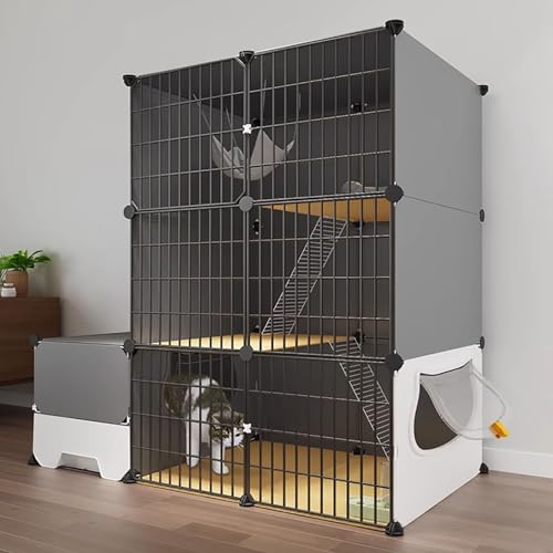 FATACO 3-stöckige Katzenkäfig Katzengehege Käfig Für Haustiere/Spielkäfig, mit Katzentoilette und Türschloss, Geräumiger Vergnügungspark, Leicht zu Reinigen (Color : Hardcover, Size : 111x49x109cm) FATACO 3-stöckige Katzenkäfig Katzengehege Käfig Für Haustiere/Spielkäfig, mit Katzentoilette und Türschloss, Geräumiger Vergnügungspark, Leicht zu Reinigen (Color : Hardcover, Size : 111x49x109cm) von FATACO