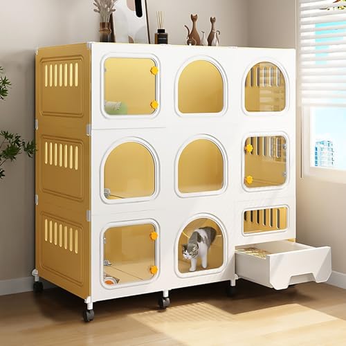 FATACO Katzengehege, KatzenkäFig, Katzenvilla mit Rädern, Katzengehege mit Geschlossener Katzentoilette, Einfach zu Montieren und zu Reinigen (Color : Package 1, Size : 105x46x110cm) von FATACO