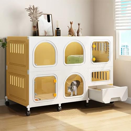 FATACO Katzengehege, KatzenkäFig, Katzenvilla mit Rädern, Katzengehege mit Geschlossener Katzentoilette, Einfach zu Montieren und zu Reinigen (Color : Package 2, Size : 105x46x75cm) von FATACO