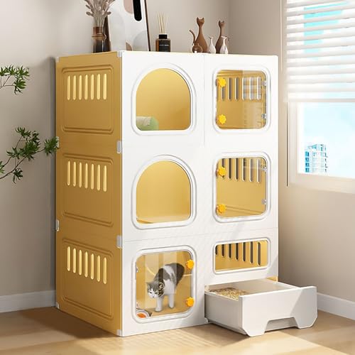 FATACO Katzenkafig Indoor, Katzengehege, Katzenlaufstall, Abnehmbare, Geschlossene Katzentoilette, Idealer Übungsort, Zubehör Optional (Color : Package 1, Size : 71x46x105cm) von FATACO