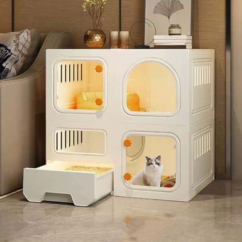 FATACO Katzenkafig Indoor, Katzengehege DIY-Katzenlaufstall, mit Katzentoilette und Türschloss, Zusätzlicher Übungsort für Ihre Haustiere (Color : Package 1, Size : 71x46.5x71cm) von FATACO