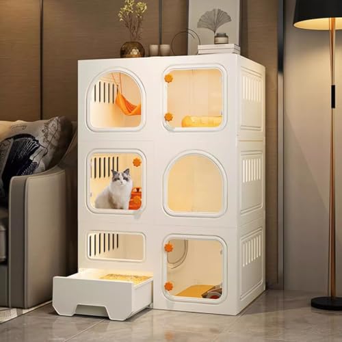 FATACO Katzenkafig Indoor, Katzengehege DIY-Katzenlaufstall, mit Katzentoilette und Türschloss, Zusätzlicher Übungsort für Ihre Haustiere (Color : Package 2, Size : 71x46.5x106cm) von FATACO