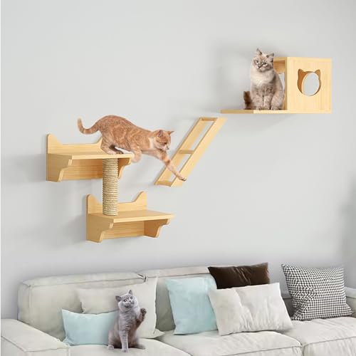 FATACO Kletterwand Katzen Set Große Katzen, Inklusive Katzenwandstufen, Katzenhaus, Katzenkratzbaum, Können Selbst Gebaut und Frei Kombiniert Werden (Size : B1-5PCS) von FATACO