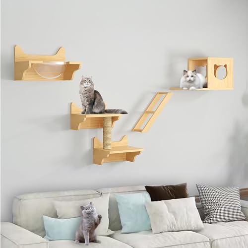 FATACO Kletterwand Katzen Set Große Katzen, Inklusive Katzenwandstufen, Katzenhaus, Katzenkratzbaum, Können Selbst Gebaut und Frei Kombiniert Werden (Size : B2-6PCS) von FATACO
