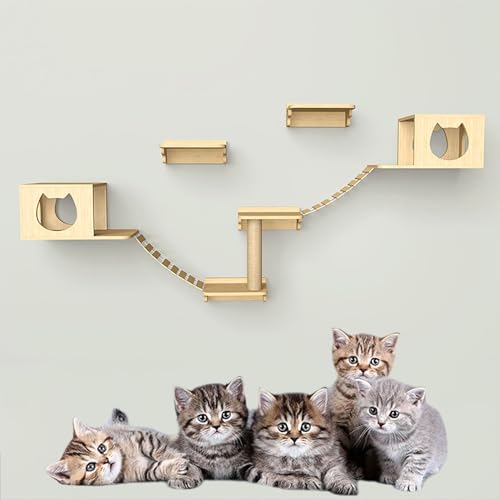 Katzen Kletterwand, Katzen Wand Klettern Set, Inklusive Sprungplattformen, Leitern, Katzenhaus und Katzenkratzbaum (Size : Style 2) von FATACO