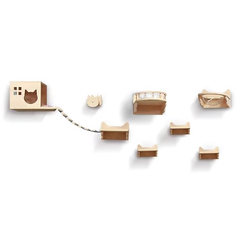 Katzen Kletterwand Katzenhaus-Set, Katzen Wand Klettern, Inklusive Katzentreppe für die Wand, Katzenkratzer, Katzenbrückenleiter und Katzenhaus (Size : Style 1) von FATACO
