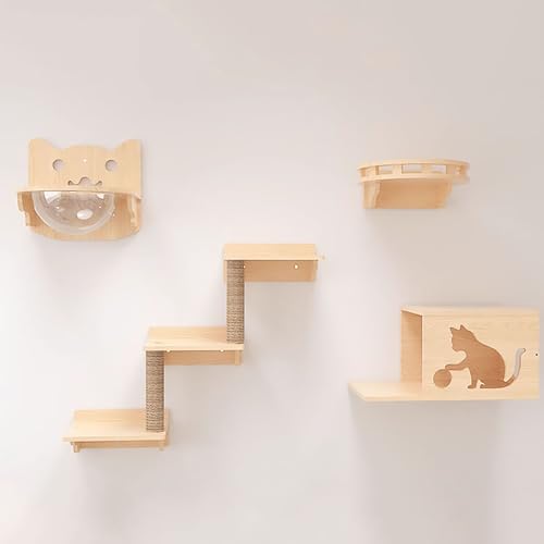 Katzen Kletterwand-Set, Katzen Wand Klettern, Katzenregale Und Sitzstangen für Die Wand, Wandmontierter Erweiterungsraum, Geschenk für Katze (Size : Style E) von FATACO