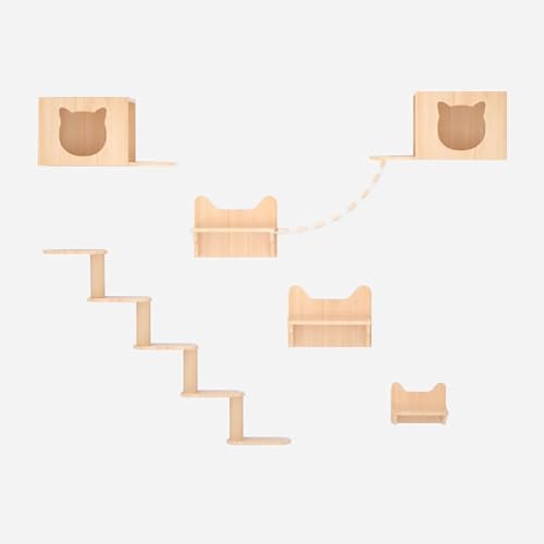 Katzen Wand Klettern, Katzen Kletterwand Set mit Kratzunterlage, Befriedigen Sie den Kletterinstinkt Ihrer Katze (Size : Combination 4) von FATACO