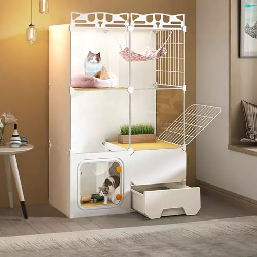 Katzengehege Katzenkäfig, DIY-Katzen-Laufstall, Hochbelastbare Plattform, Freier Zusammenbau des Katzenlaufstalls, DIY-Design (Color : Package 1, Size : 72x37x109cm) von FATACO