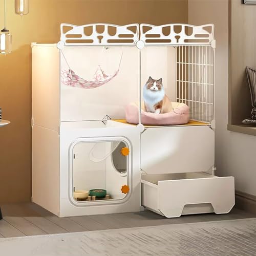 Katzengehege Katzenkäfig, DIY-Katzen-Laufstall, Hochbelastbare Plattform, Freier Zusammenbau des Katzenlaufstalls, DIY-Design (Color : Package 1, Size : 72x37x72cm) von FATACO