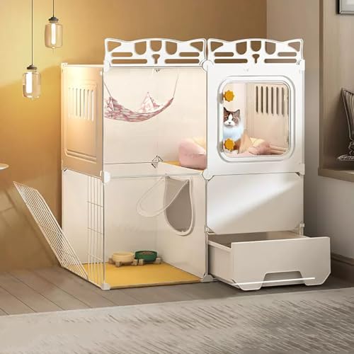 Katzengehege Katzenkäfig, DIY-Katzen-Laufstall, Hochbelastbare Plattform, Freier Zusammenbau des Katzenlaufstalls, DIY-Design (Color : Package 1, Size : 72x47x72cm) von FATACO