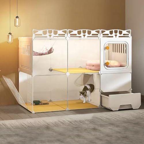 Katzengehege Katzenkäfig, DIY-Katzen-Laufstall, Hochbelastbare Plattform, Freier Zusammenbau des Katzenlaufstalls, DIY-Design (Color : Package 2, Size : C-109x47x72cm) von FATACO