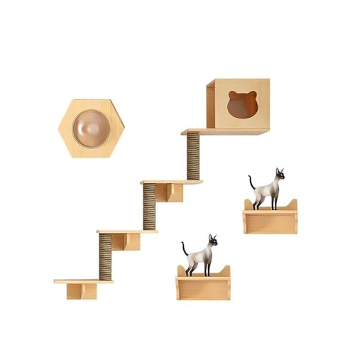 Kletterwand Katzen, Katzen Wand Klettern, Katzen Kletterwand Set mit Katzenkratzbaum, für Activity Indoor Kitty (Size : Style 4) von FATACO