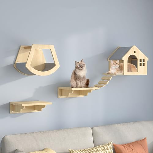 Kletterwand Katzen, Katzenkletterwand -Set, Inklusive Katzenhaus, Katzenkratzbaum, Katzenleiter, Wand-Katzenbett, Sprungplattform, DIY-freie Kombination (Size : B1-5PCS) von FATACO