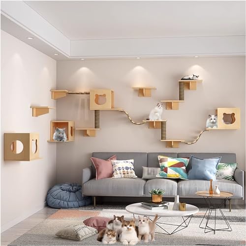 Kletterwand Katzen Ecke, Katzenregale Umfassen Katzenkratzbaum, Katzenwandstufen, Sprungplattform, Katzenbrückenleiter, Katzeneigentumshaus für Aktivität im Innenbereich von Kitty (Size : B11-18PCS Kletterwand Katzen Ecke, Katzenregale Umfassen Katzenkratzbaum, Katzenwandstufen, Sprungplattform, Katzenbrückenleiter, Katzeneigentumshaus für Aktivität im Innenbereich von Kitty (Size : B11-18PCS von FATACO