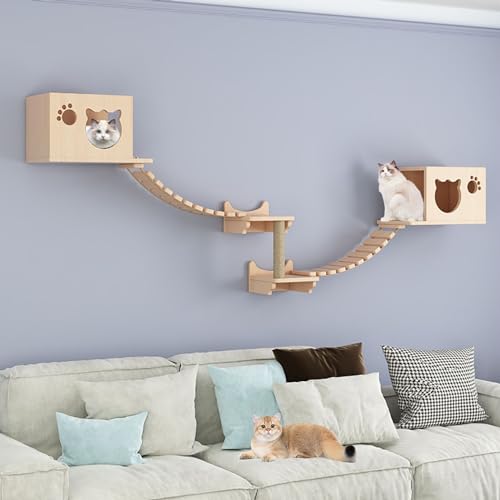 Kletterwand Katzen Ecke, Kratzbaum Wand Kletterwand, Katzen Kletterwand Set, Verdicktes Brett für Einfache Wartung und Reinigung, DIY-freie Kombination (Size : B2-7PCS) von FATACO