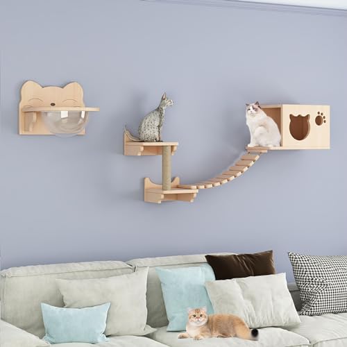 Kletterwand Katzen Ecke, Kratzbaum Wand Kletterwand, Katzen Kletterwand Set, Verdicktes Brett für Einfache Wartung und Reinigung, DIY-freie Kombination (Size : B3-6PCS) von FATACO