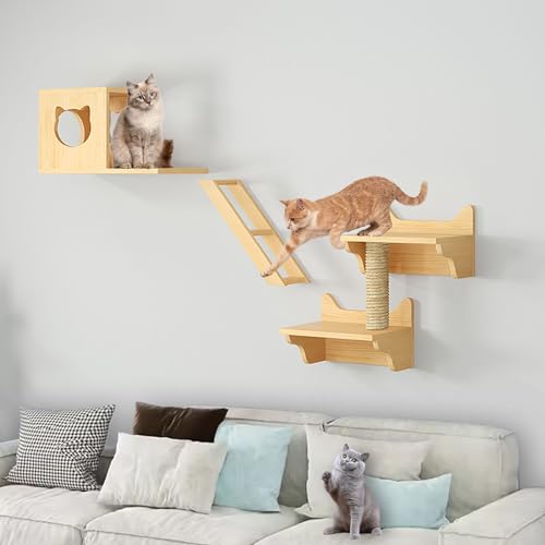 Kletterwand Katzen Ecke Katzenbaum, Katzen Kletterwand, mit Katzenhaus, Katzenkratzbaum, Katzenbrückenleiter, Können Selbst Gebaut und Frei Kombiniert Werden (Size : B1-5PCS) von FATACO
