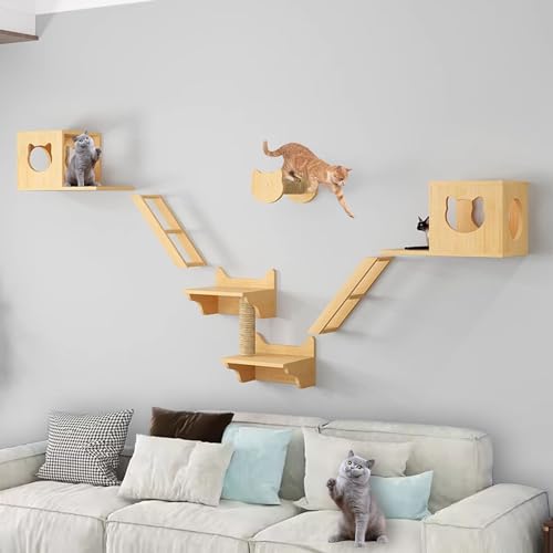 Kletterwand Katzen Ecke Katzenbaum, Katzen Kletterwand, mit Katzenhaus, Katzenkratzbaum, Katzenbrückenleiter, Können Selbst Gebaut und Frei Kombiniert Werden (Size : B3-8PCS) von FATACO