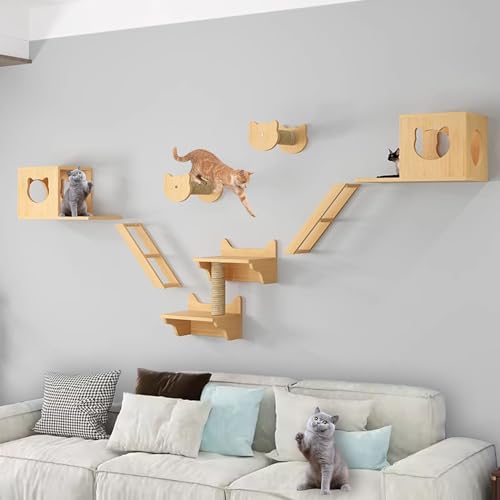 Kletterwand Katzen Ecke Katzenbaum, Katzen Kletterwand, mit Katzenhaus, Katzenkratzbaum, Katzenbrückenleiter, Können Selbst Gebaut und Frei Kombiniert Werden (Size : B4-9PCS) von FATACO