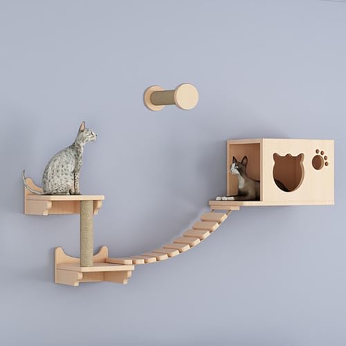 Kletterwand Katzen Set, Katzen Kletterwand, Katzentreppe für Wandset, Frei Kombinierbar, die Verdickte Platte ist Stark und Langlebig, für Activity Indoor Kitty (Size : B1-6PCS) von FATACO