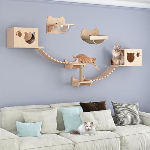 Kletterwand Katzen Set, Katzen Kletterwand, Katzentreppe für Wandset, Frei Kombinierbar, die Verdickte Platte ist Stark und Langlebig, für Activity Indoor Kitty (Size : B7-9PCS) von FATACO