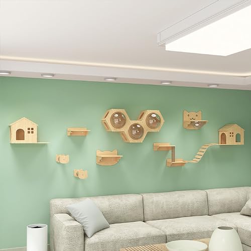 Kletterwand Katzen Set, Katzen Wand Klettern, 15 mm Dicke Massivholzplatte, Einfache DIY-Montage (Size : Style 5) von FATACO