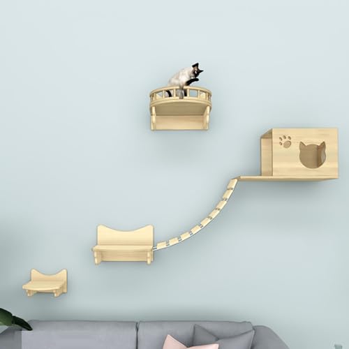 Kletterwand Katzen-Set, Katzenregale und Sitzstangen für die Wand, DIY-Anpassung, Verdickte Platte ist Robust und Langlebig (Size : Style 1) von FATACO
