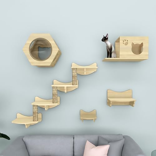 Kletterwand Katzen-Set, Katzenregale und Sitzstangen für die Wand, DIY-Anpassung, Verdickte Platte ist Robust und Langlebig (Size : Style 5) von FATACO