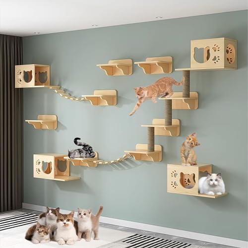 Kletterwand Katzen Set Große Katzen, mit Katzenhaus, Moderne Haustier-Sisal-Treppe, Katzenkratzbaum, Kann Frei Kombiniert Werden (Size : B9-17PCS) von FATACO