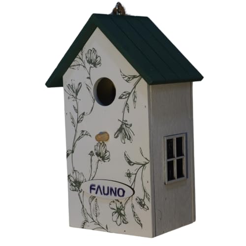 Vogelhaus für den Außenbereich aus Holz mit Eco-Chic-Design, ideal für Vögel, Nistkasten, einfache Reinigung, für Kanarienvögel, Schwalben, Wellensittiche, Agapornis von FAUNO