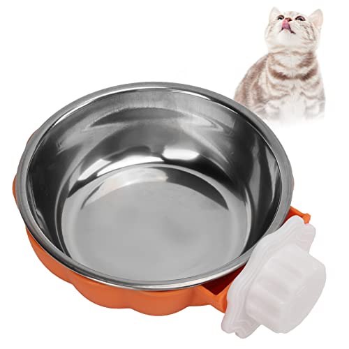 FAUOSWUK Hängender Futternapf Für Haustiere, Wasserspender Für Haustiere, Abnehmbarer Hundefutterspender Kleine Hundenäpfe aus Edelstahl mit Ständer Für Katzen, Hunde, Vögel (Orange) von FAUOSWUK