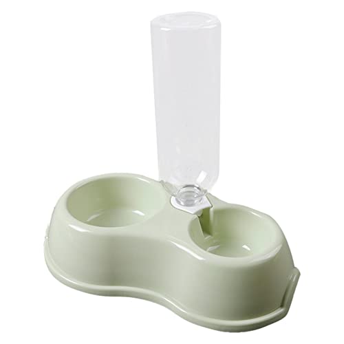 FAUOSWUK Wasser- und Futternapf-Set, 2-in-1-Wasserspender für Hunde, Verhindert das Umkippen, Rund, Automatischer Katzenfutterspender, Haustier-Wasserspender mit Trinkflasche Doppelte (Grün) von FAUOSWUK