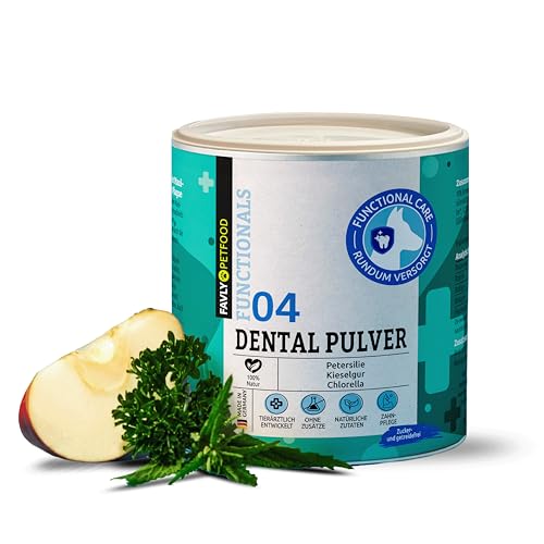 FAVLY – DENTAL Zahnpflege Pulver für Hunde 250g – Ergänzungsfuttermittel Zahnpulver Topping Hund gegen Maulgeruch & Zahnbelag – mit Bio-Chlorella & Petersilie – ohne Getreide & Zusätze von FAVLY Petfood