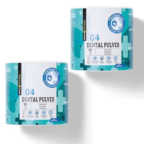 FAVLY – DENTAL Zahnpflege Pulver für Hunde 2x250g Set – Ergänzungsfuttermittel Zahnpulver Topping Hund gegen Maulgeruch & Zahnbelag – mit Bio-Chlorella & Petersilie – ohne Getreide & Zusätze von FAVLY Petfood