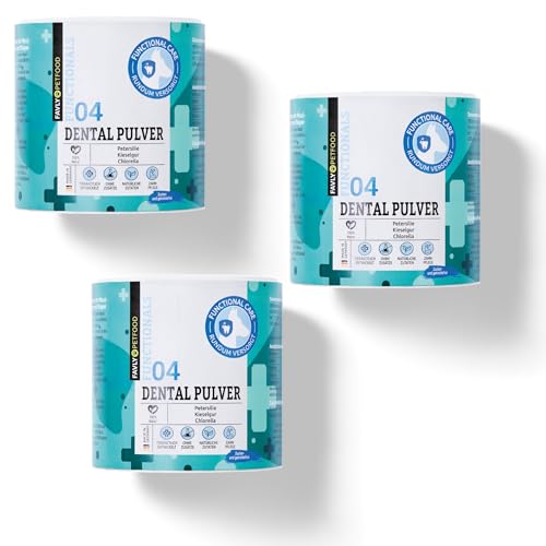 FAVLY – DENTAL Zahnpflege Pulver für Hunde 3x250g Set – Ergänzungsfuttermittel Zahnpulver Topping Hund gegen Maulgeruch & Zahnbelag – mit Bio-Chlorella & Petersilie – ohne Getreide & Zusätze von FAVLY Petfood