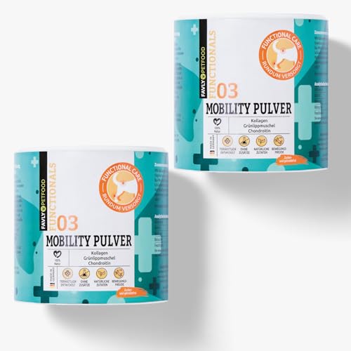 FAVLY – MOBILITY Pulver für Hunde 2x250g Set – natürliche Gelenkunterstützung mit Grünlippmuschelpulver, Kollagen, Chondroitin & MSM – bei Problemen des Bewegungsapparats – getreidefrei & ohne Zusätze FAVLY – MOBILITY Pulver für Hunde 2x250g Set – natürliche Gelenkunterstützung mit Grünlippmuschelpulver, Kollagen, Chondroitin & MSM – bei Problemen des Bewegungsapparats – getreidefrei & ohne Zusätze von FAVLY Petfood