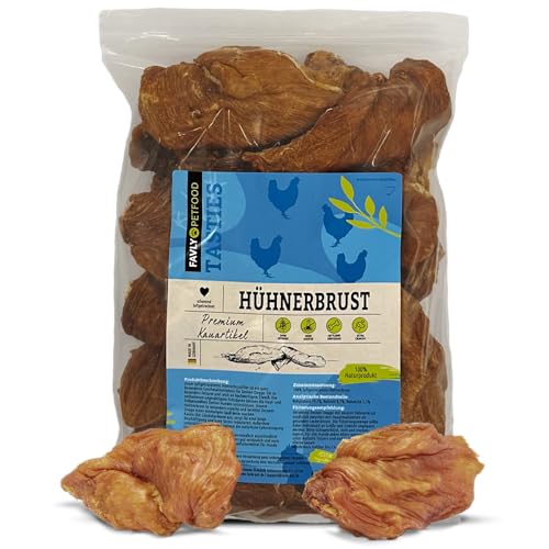 FAVLY Petfood Premium Hühnerbrustfilet für Hunde 1200g - luftgetrockneter Kauartikel 100% natürlich - splitterfrei - natürliche Zahnpflege - für Welpen & große Hunde von FAVLY Petfood