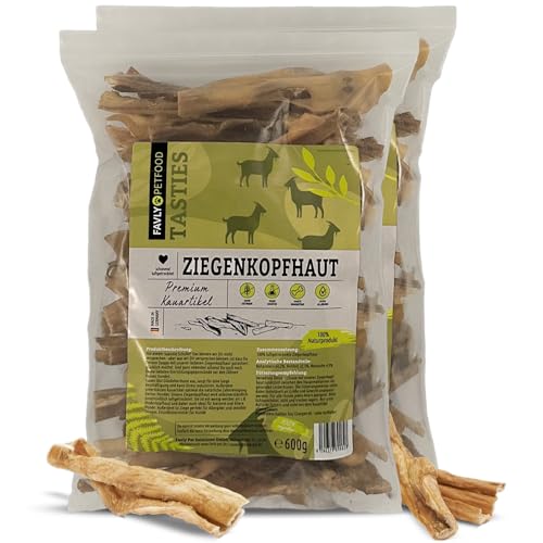 FAVLY Petfood Premium Ziegenkopfhaut für Hunde 600g - luftgetrockneter Kauartikel 100% natürlich - splitterfrei - natürliche Zahnpflege - für kleine & große Hunde 1x 600g von FAVLY Petfood