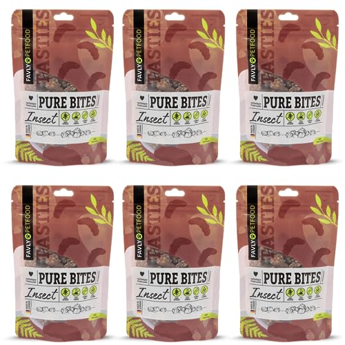 FAVLY Petfood Pure Bites Insect: Trainingsleckerli für Hunde - Sorte: Insekten (Monoprotein) 540g - getreidefrei, zuckerfrei, kleines & softes Hundeleckerli - hohe Akzeptanz (6er Pack) von FAVLY Petfood